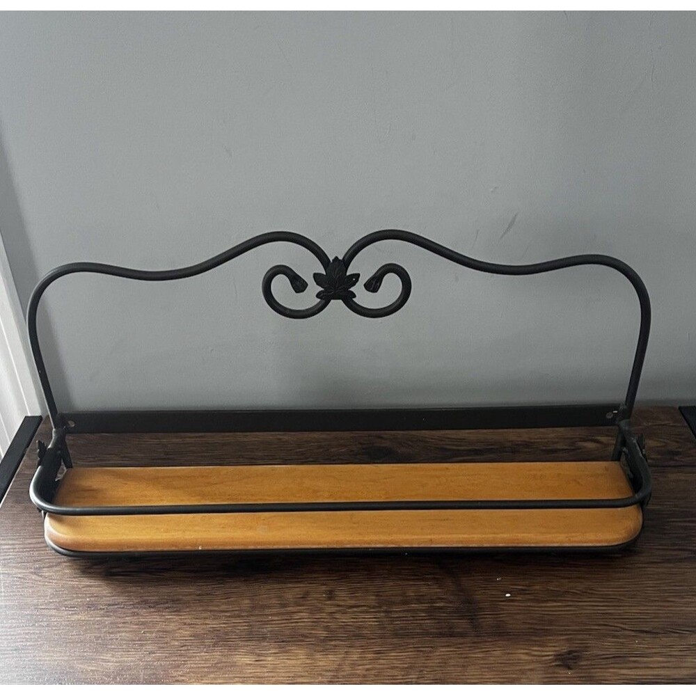 Longaberger Wrought Iron Single Tier Spice Rack With Wood Shelf
